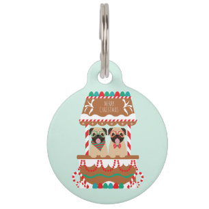 Frohe Weihnachts-Mops Weihnachtsständer Hunde Haustiermarke