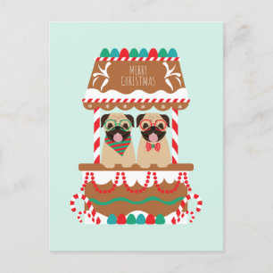 Frohe Weihnachts-Mops Weihnachtsständer Hunde Postkarte