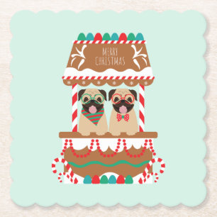 Frohe Weihnachts-Mops Weihnachtsständer Hunde Untersetzer