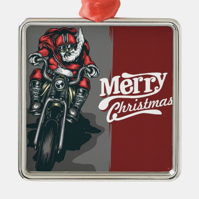 Frohe Weihnachts-Motorrad Santa Ornament (Vorne)