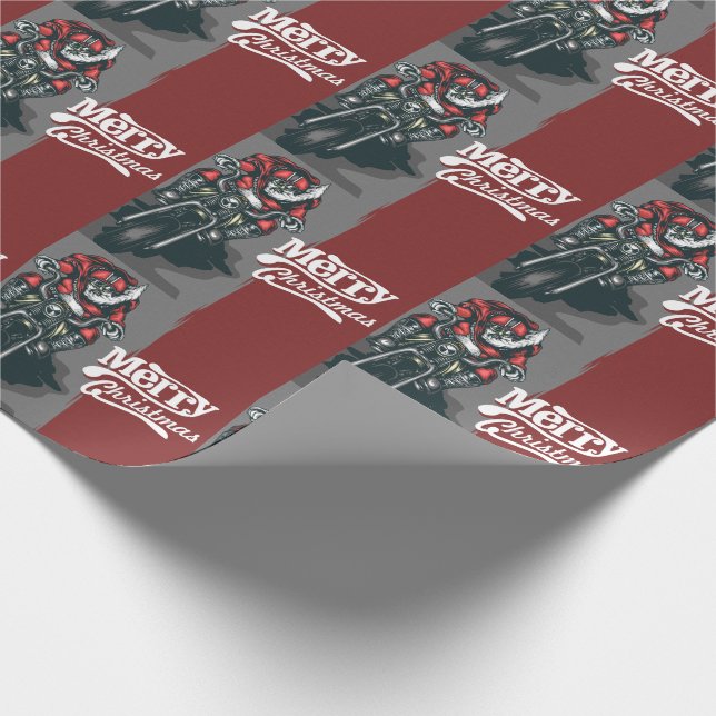 Frohe Weihnachts-Motorrad Weihnachtswrapper Geschenkpapier (Ecke)