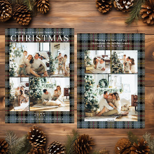 Frohe Weihnachts-Multi-Foto Kariert Feiertagskarte