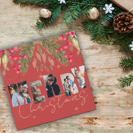 Frohe Weihnachts Multi Foto Red Gold Weihnachtskar