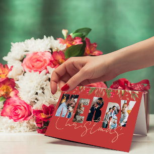 Frohe Weihnachts Multi Foto Red Gold Weihnachtskar