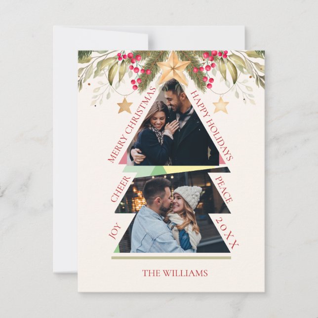 Frohe Weihnachts Multiple Foto Tree Holiday Card (Vorderseite)