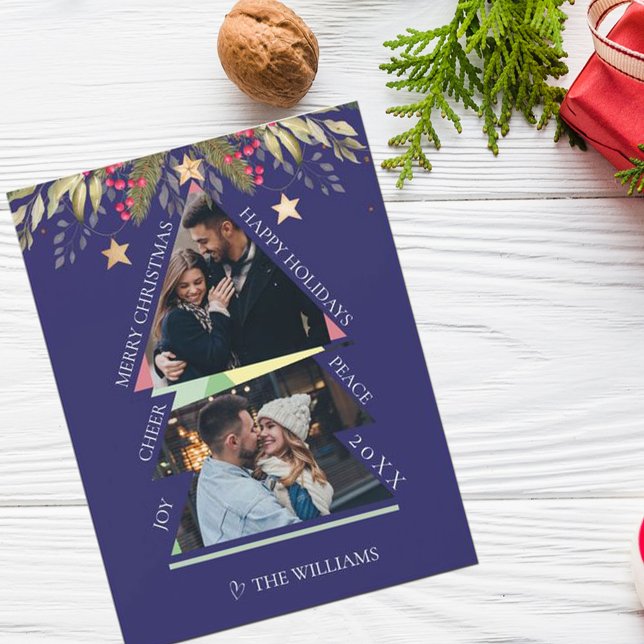 Frohe Weihnachts Multiple Foto Tree Holiday Card Magnetkarte (Von Creator hochgeladen)