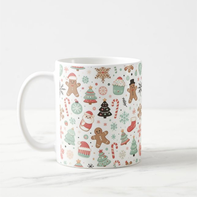 Frohe Weihnachts-Muster Joy Kaffeetasse (Links)
