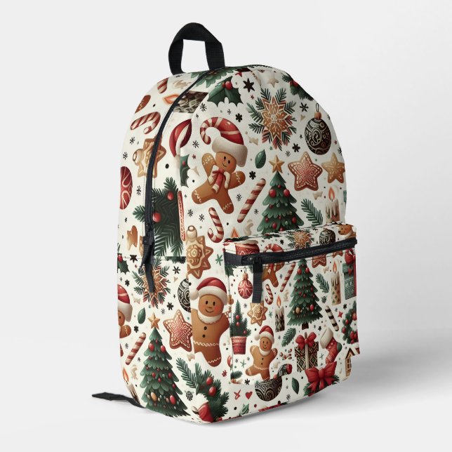 Frohe Weihnachts-Muster-Rucksack Bedruckter Rucksack (Rückseitige Ecke links)
