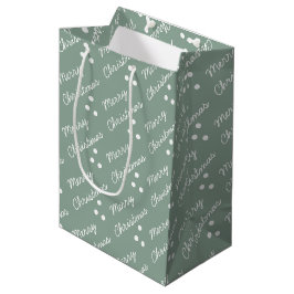 Frohe Weihnachts Muster Sage Green Mittlere Geschenktüte