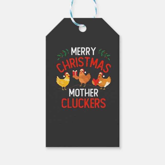 Frohe Weihnachts Mutter Cluckers Rooaster Xmas Geschenkanhänger (Vorderseite)