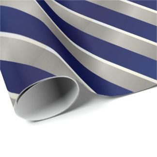 Frohe Weihnachts Navy Blau, Silver & White Streife Geschenkpapier