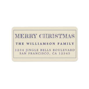 Frohe Weihnachts Navy Blauer Antike Rücksendeadres Adressaufkleber