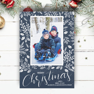 Frohe Weihnachts Navy Blue Foto Feiertagskarte