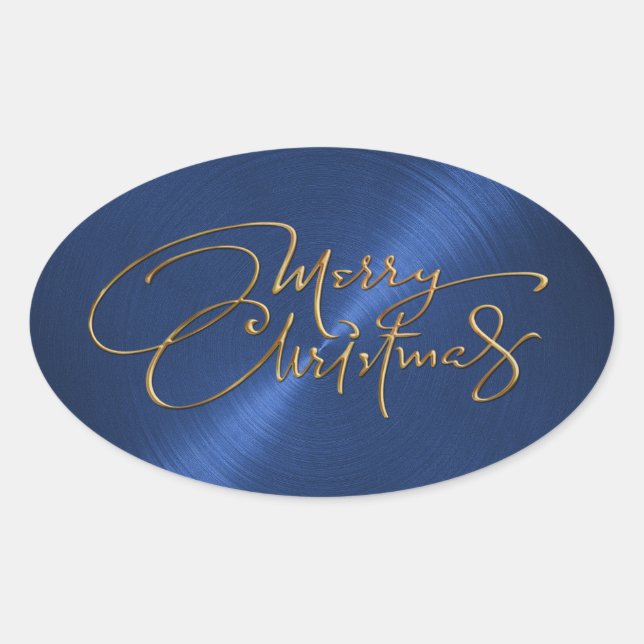 Frohe Weihnachts Navy Blue Sticker Embossed Look (Vorderseite)