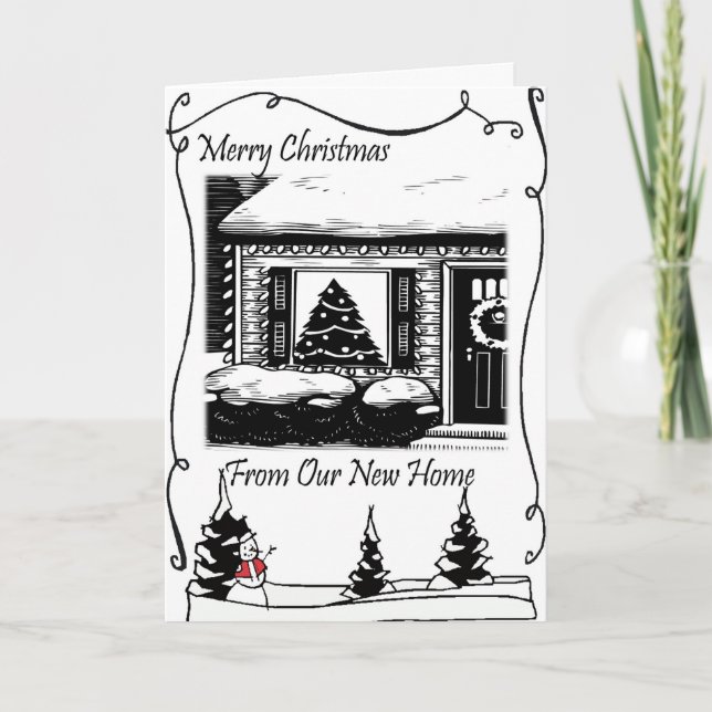 Frohe Weihnachts-neue Adresse Feiertagskarte (Vorderseite)