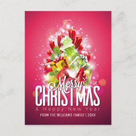 Frohe Weihnachts-Neujahrswünsche mit familiärem Fo Feiertagspostkarte