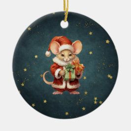 Frohe Weihnachts-Niedlich-Maus Keramik Ornament
