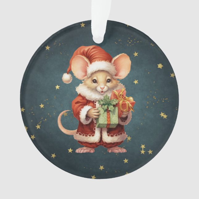 Frohe Weihnachts-Niedlich-Maus Ornament (Vorderseite)