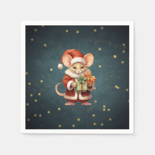 Frohe Weihnachts-Niedlich-Maus Serviette