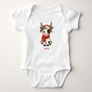Frohe Weihnachts niedliche Kuh Baby Strampler