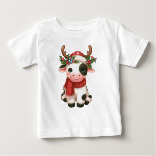 Frohe Weihnachts niedliche Kuh Baby T-shirt