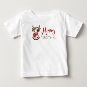 Frohe Weihnachts niedliche Kuh Baby T-shirt