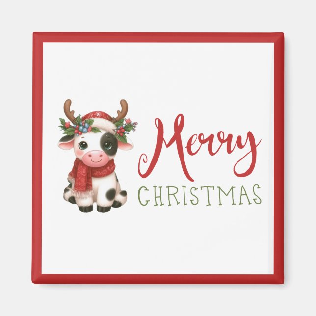 Frohe Weihnachts niedliche Kuh Magnet (Vorne)