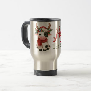 Frohe Weihnachts niedliche Kuh Reisebecher