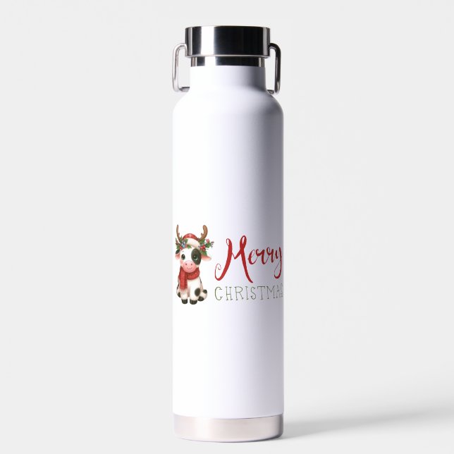 Frohe Weihnachts niedliche Kuh Trinkflasche (Vorne)