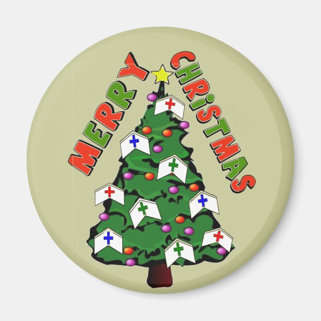 Frohe Weihnachts-Nurse-Cap-Tree Magnet (Vorne)
