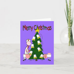 Frohe Weihnachts-Nurse Foley Bag Tree Cards Feiertagskarte