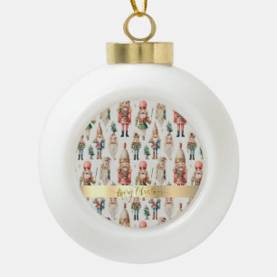 Frohe Weihnachts-Nutcracker-Feiertage Keramik Kugel-Ornament
