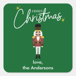 Frohe Weihnachts Nutcracker personalisieren Sticke Quadratischer Aufkleber