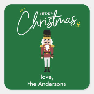 Frohe Weihnachts Nutcracker personalisieren Sticke Quadratischer Aufkleber