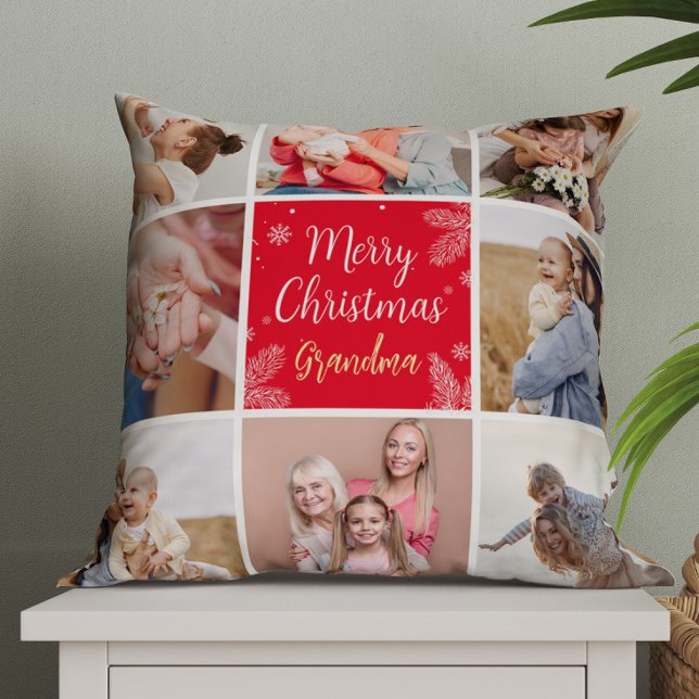 Frohe Weihnachts-Oma 8 Foto Familienkollektion Kissen (Von Creator hochgeladen)