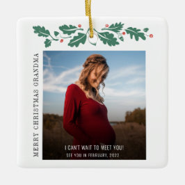 Frohe Weihnachts-Oma Baby-Ankündigung Keramikornament