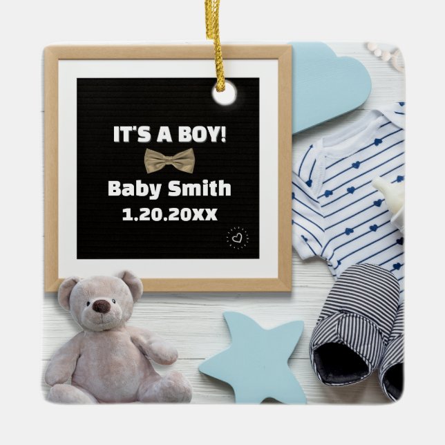 Frohe Weihnachts-Oma seine A Boy Pregnancy-Offenba Keramikornament (Vorderseite)