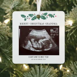 Frohe Weihnachts-Oma Ultrasound Schwangerschaft Fo Ornament Aus Metall