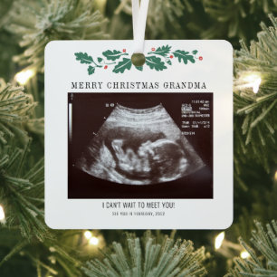 Frohe Weihnachts-Oma Ultrasound Schwangerschaft Fo Ornament Aus Metall
