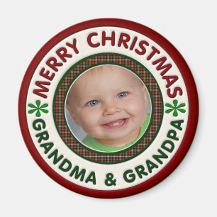 Frohe Weihnachts-Oma und Opa-Foto Magnet
