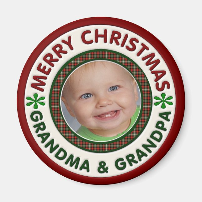 Frohe Weihnachts-Oma und Opa-Foto Magnet (Vorne)