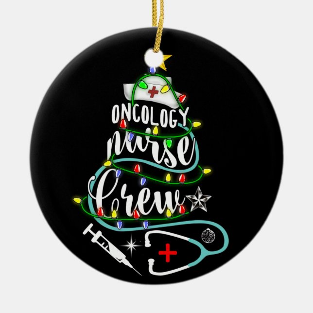 Frohe Weihnachts Onkologe Oncology Nurse Crew Keramik Ornament (Vorne)