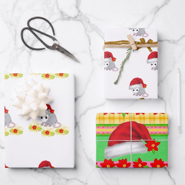 Frohe Weihnachts Opassum Wrapping Paper Sheets Geschenkpapier Set (Vorderseite)