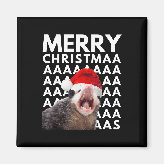 Frohe Weihnachts Opossum schreiende Spaß Männer Fr Magnet (Vorne)