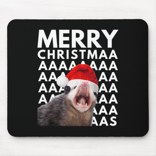 Frohe Weihnachts Opossum schreiende Spaß Männer Fr Mousepad (Vorne)