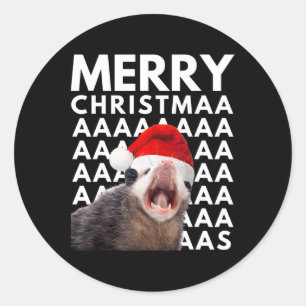 Frohe Weihnachts Opossum schreiende Spaß Männer Fr Runder Aufkleber