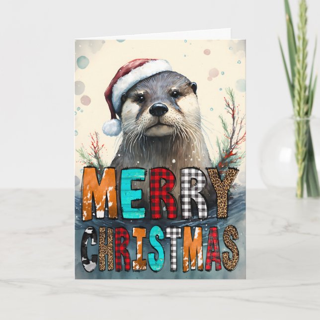Frohe Weihnachts Otter Karte (Vorderseite)