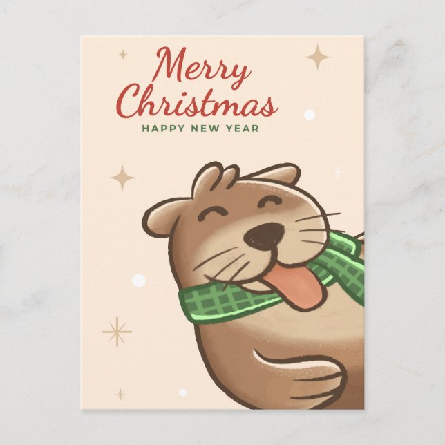 Frohe Weihnachts Otter Postkarte (Vorderseite)