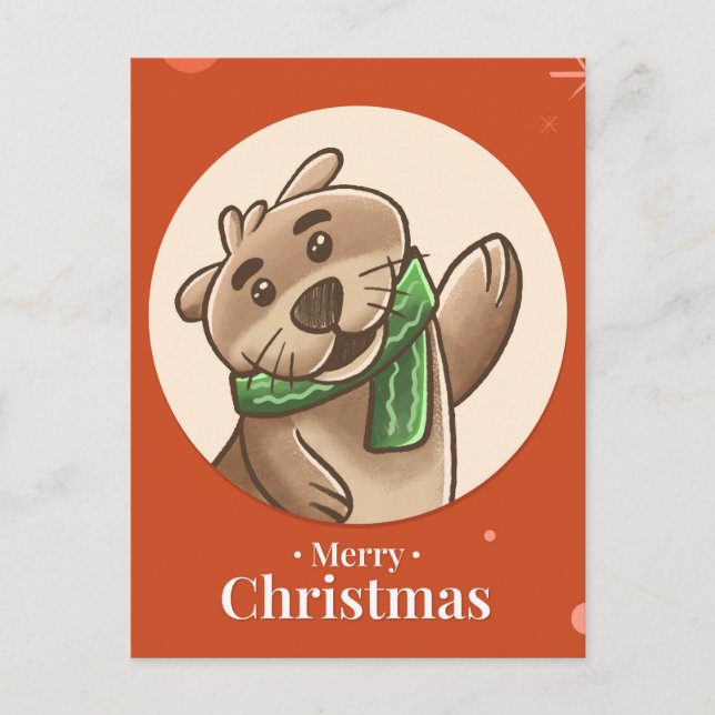 Frohe Weihnachts Otter Postkarte (Vorderseite)