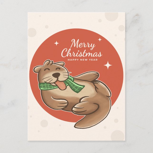 Frohe Weihnachts Otter Postkarte (Vorderseite)